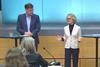 Wilhelm Mohn and Carine Smith Ihenacho at NBIM press conference Feb 2025