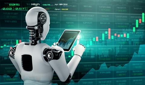 robot looking at screen AI